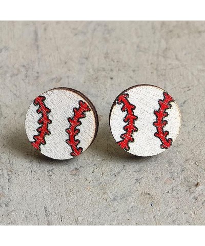 6 Pairs Sport Stud Earrings Cute Basketball Volleyball Baseball Football Rugby Lightweight Wooden Sport Earrings for Women Gi...