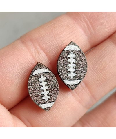 6 Pairs Sport Stud Earrings Cute Basketball Volleyball Baseball Football Rugby Lightweight Wooden Sport Earrings for Women Gi...