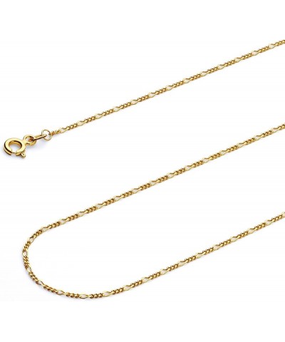 14K Solid Gold Light Figaro Chains (Select Options) 16 Inches Yellow Gold $253.75 Necklaces