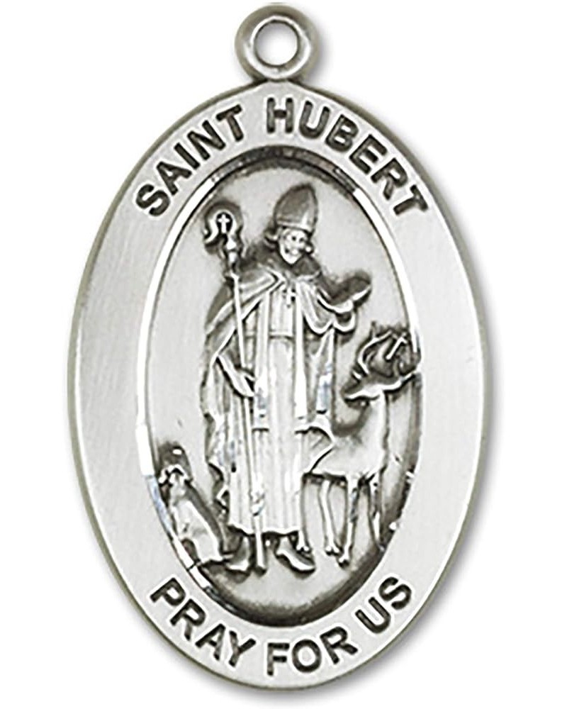 Traditional Saint Medal in Sterling Silver | With stainless chain and gift box St. Hubert of Liege $34.08 Necklaces