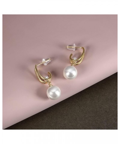 Pearl Earrings for Women, Sterling Silver Omega Back Hoop Earrings Pearl Drop & Dangle Studs, Woman Ornaments Jewelry Gifts f...