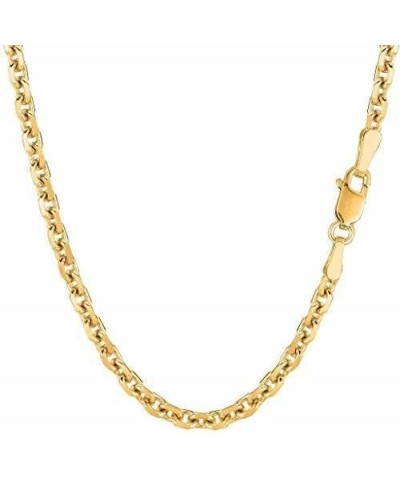 14k SOLID Yellow Gold 0.8MM-4.00MM Thick Shiny Diamond Cut Cable Link Chain Necklace for Pendants Charms with Lobster-Claw Cl...