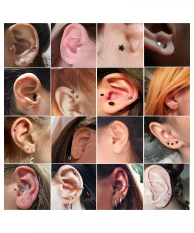 9PCS-11PCS Surgical Steel Heart Ear Tragus Cartilage Piercing Moon Labrets Lip Stud Ring Ball Lobe Earrings Body Piercing Jew...