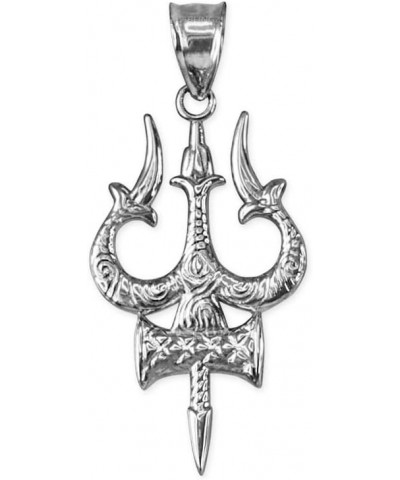 14K White Gold Trident of Lord Shiva Trisula Pendant Necklace Pendant only $82.27 Necklaces