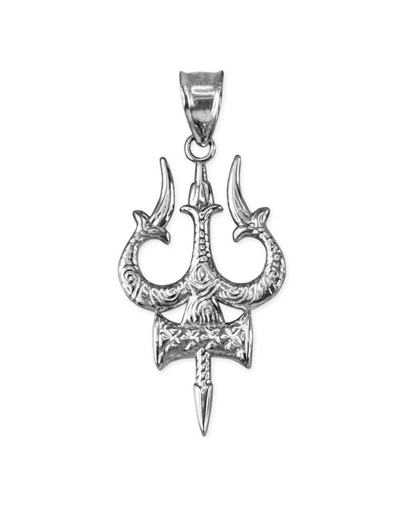 14K White Gold Trident of Lord Shiva Trisula Pendant Necklace Pendant only $82.27 Necklaces