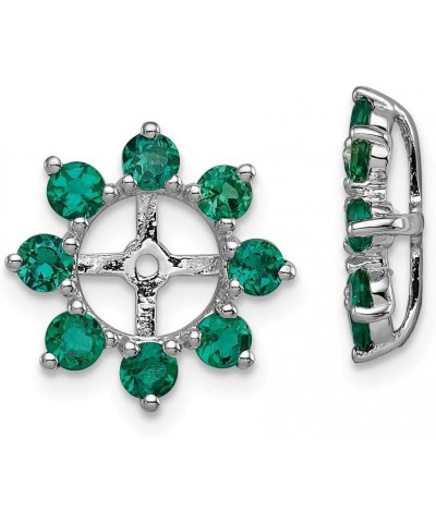 Solid Sterling Silver Rhodium Created Emerald Earring Jacket $81.40 Earrings