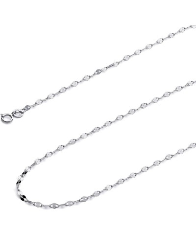 14K Solid Gold Mirror Chains (Select Options) 18 Inches White Gold $58.25 Necklaces