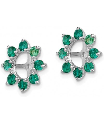 Solid Sterling Silver Rhodium Created Emerald Earring Jacket $81.40 Earrings