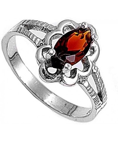 CHOOSE YOUR COLOR Sterling Silver Marquise Wide Ring Red (Simulated Garnet) - Size 3 $12.83 Rings