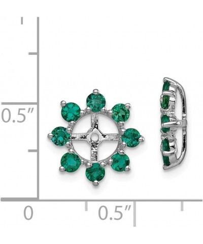 Solid Sterling Silver Rhodium Created Emerald Earring Jacket $81.40 Earrings