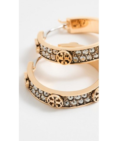 Women's Small Miller Stud Hoop Earrings Tory Gold/Crystal $48.96 Earrings