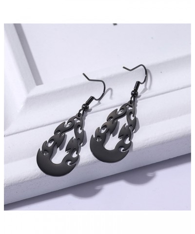 Stainless Steel Fire Earrings for Women Gold Silver Flame Dangle Earrings Exaggeration Personality Jewelry Black01 $8.25 Earr...