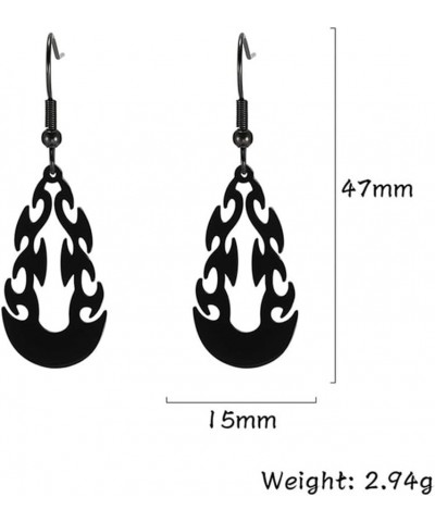 Stainless Steel Fire Earrings for Women Gold Silver Flame Dangle Earrings Exaggeration Personality Jewelry Black01 $8.25 Earr...