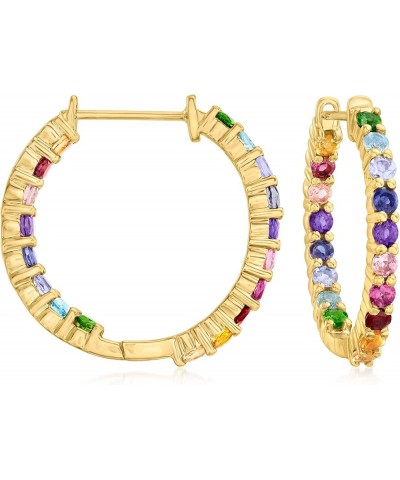 Gemstone Hoop Earrings in Sterling Silver Multi-Gemstone in 18kt Gold over Sterling $41.80 Earrings