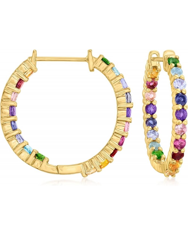 Gemstone Hoop Earrings in Sterling Silver Multi-Gemstone in 18kt Gold over Sterling $41.80 Earrings