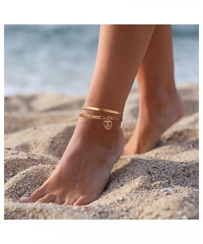 Gold Ankle Bracelets for Women Waterproof, 14k Gold Plated Layered Snake Anklets Figaro Chain Letter Initial Anklets Handmade...