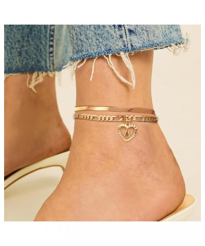 Gold Ankle Bracelets for Women Waterproof, 14k Gold Plated Layered Snake Anklets Figaro Chain Letter Initial Anklets Handmade...