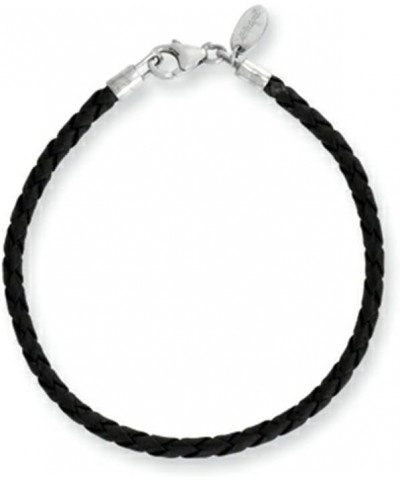 Reflections Sterling Silver Black Leather Lobster Clasp Bead Bracelet 6.25 Inch $18.19 Bracelets