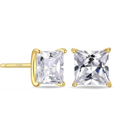 2 Ct Cubic Zirconia Stud Earrings for Women and Men, D Color VVS Clarity Excellent Cut, 18K Yellow Gold or Rhodium Plated 925...