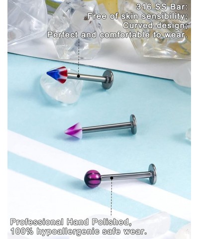 100PCS 16G Lip Rings Stainless Surgical Steel Labret Jewelry Monroe Lip Rings Nail Cartilage Tragus Helix Earrings Studs Nose...