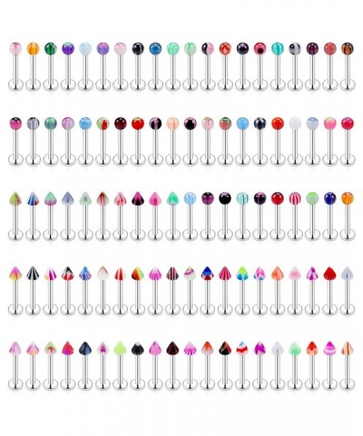 100PCS 16G Lip Rings Stainless Surgical Steel Labret Jewelry Monroe Lip Rings Nail Cartilage Tragus Helix Earrings Studs Nose...