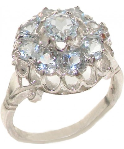 925 Sterling Silver Real Genuine Aquamarine Womens Band Ring - $38.44 Rings