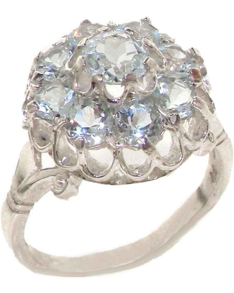 925 Sterling Silver Real Genuine Aquamarine Womens Band Ring - $38.44 Rings