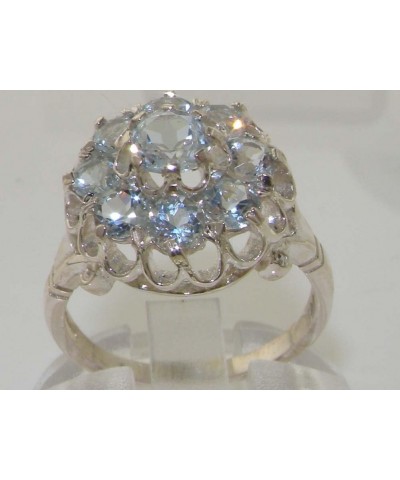 925 Sterling Silver Real Genuine Aquamarine Womens Band Ring - $38.44 Rings