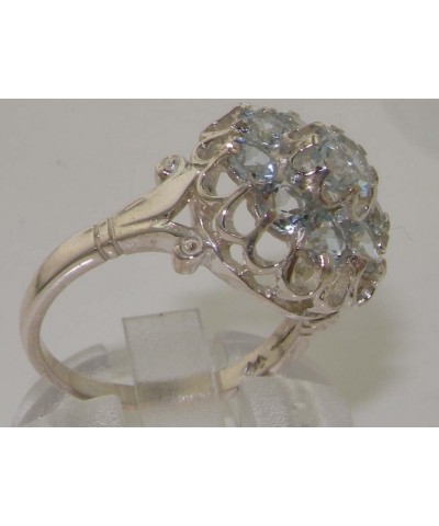 925 Sterling Silver Real Genuine Aquamarine Womens Band Ring - $38.44 Rings