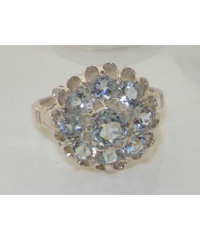 925 Sterling Silver Real Genuine Aquamarine Womens Band Ring - $38.44 Rings