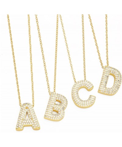 Necklaces for Women Gold Plated Dainty Cubic Zirconia Bubble Alphabet Necklace, Personalized Initial Necklace Gifts V One Siz...