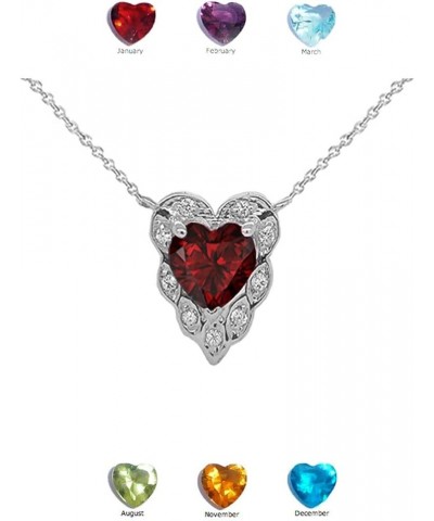 Fine Sterling Silver Diamond Heart-Shaped Personalized Genuine Birthstone Necklace Peridot 16.0 Inches $26.99 Necklaces