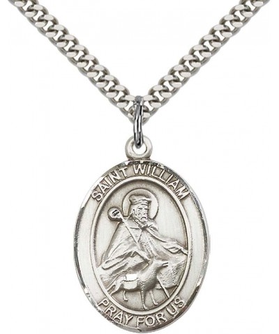 Sterling Silver St. William of Rochester Pendant with 24" Stainless Steel Heavy Curb Chain. Patron Saint of Adopted Children ...