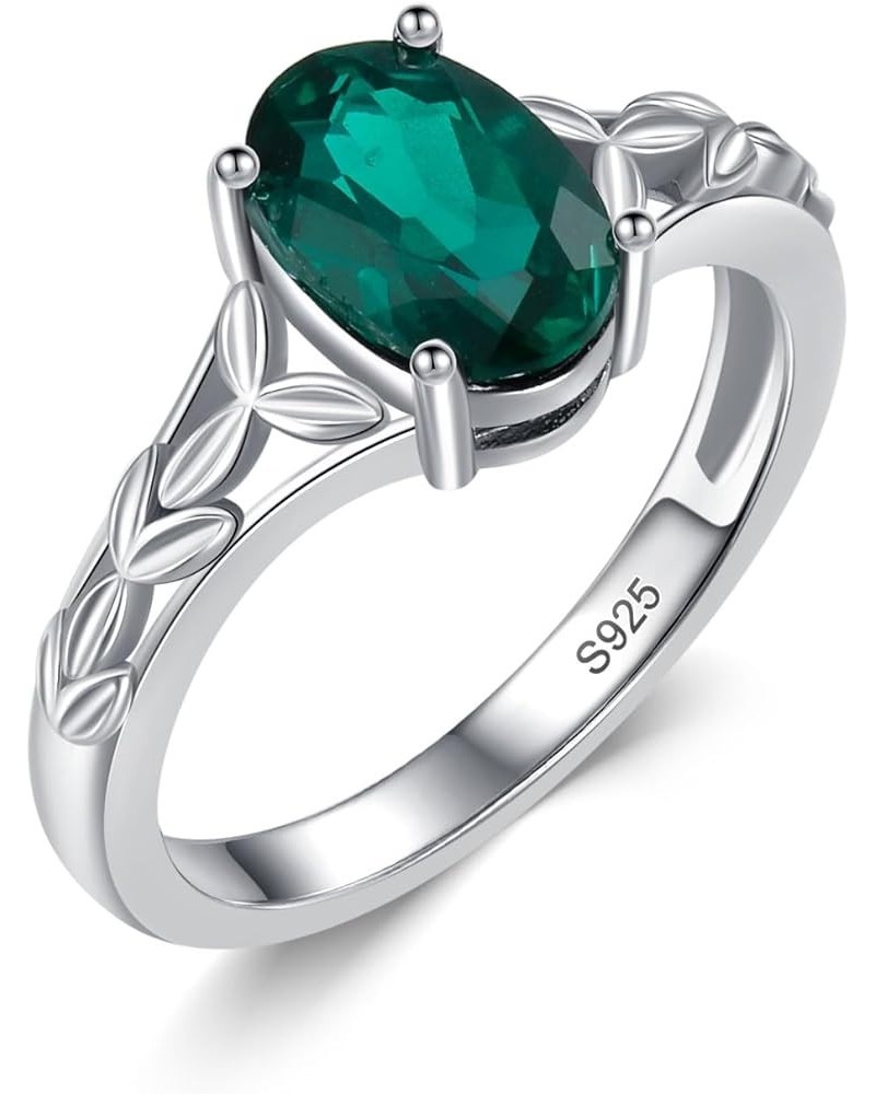 925 Sterling Silver Celtic Knot Ring 8x6 mm Oval Cut Gemstone Birthstone Engagement Ring for Women 12 05.Emerald $40.85 Rings