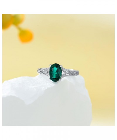 925 Sterling Silver Celtic Knot Ring 8x6 mm Oval Cut Gemstone Birthstone Engagement Ring for Women 12 05.Emerald $40.85 Rings