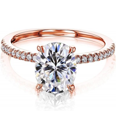 2.1ct Oval Moissanite & 1/10ct Lab Diamond Rose Gold $304.64 Rings