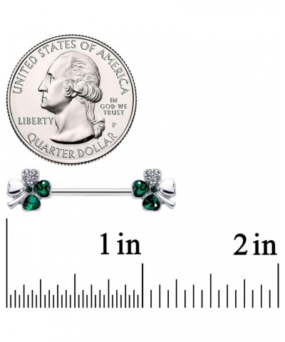 14G Womens Nipplerings Piercing 316L Steel 2Pc Clear Green Accent Shamrock Nipple Ring Set 9/16 $15.63 Body Jewelry