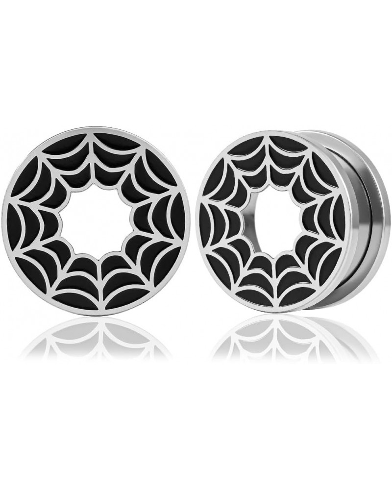 2PCS Cobweb Ear Tunnels Plugs 316 Stainless Steel Ear Gauges for Stretched Hypoallergenic Earrings Expanders Piercing Body Je...