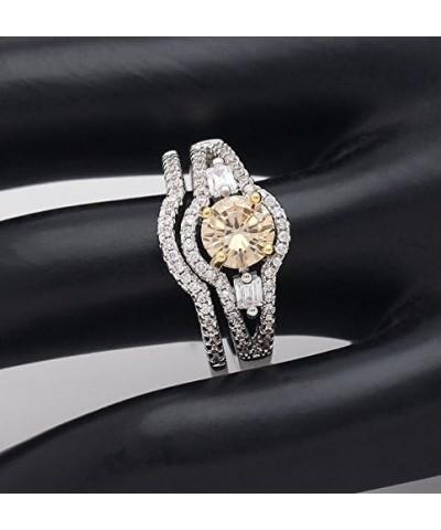 Sasha Champagne Bridal Engagement Wedding Ring Band Set $13.10 Sets