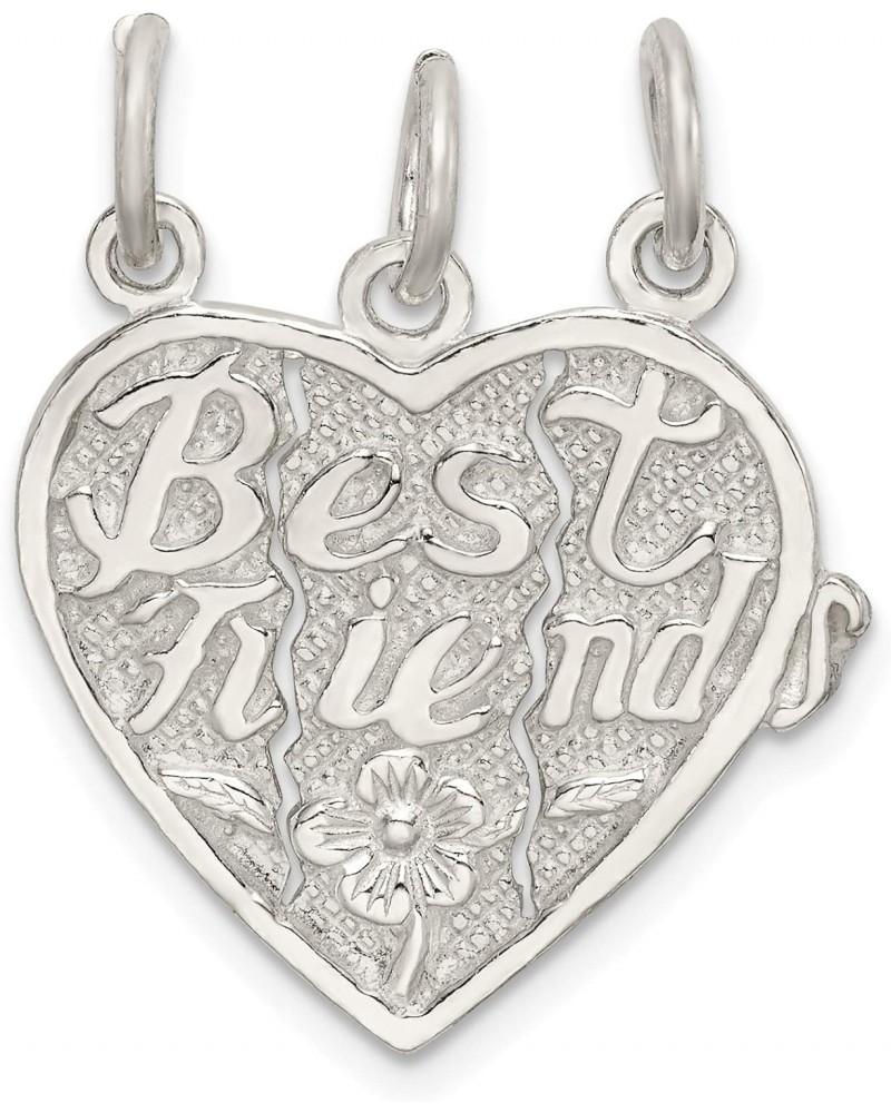 Sterling Silver Polished Finish Best Friends 3-Piece Break Apart Heart Charm Pendant (19mm x 20mm) $15.18 Pendants