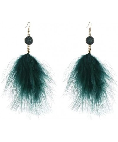 Long Feather Tassel Earrings Bohemian Elegant Dangle Earrings for Women Girls green $5.87 Earrings