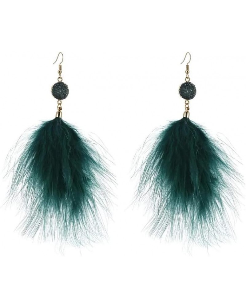 Long Feather Tassel Earrings Bohemian Elegant Dangle Earrings for Women Girls green $5.87 Earrings