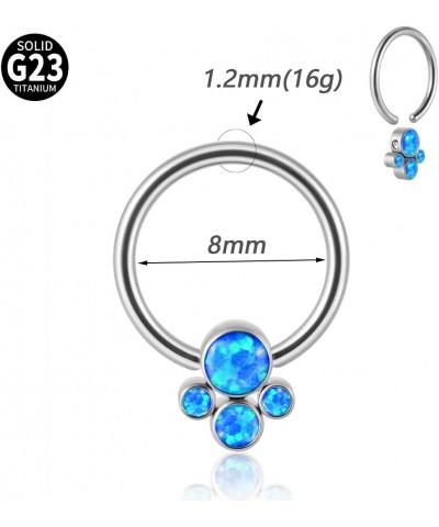 16G Titanium Nose Rings Hoop Opal Cartilage Earring Zircon Captive Bead Ring Septum Clicker Daith Earrings Hinged Segment Cli...