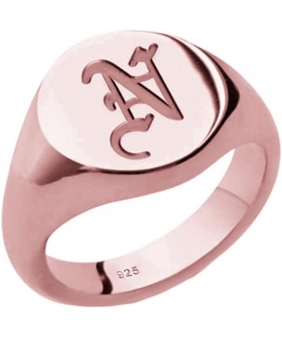 925 Sterling Silver Personalized Gothic Letter Pinky Ring Solid Engrave Custom Old English Initial Signet Ring Rose Gold $23....