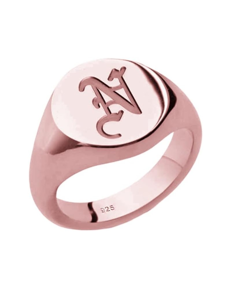 925 Sterling Silver Personalized Gothic Letter Pinky Ring Solid Engrave Custom Old English Initial Signet Ring Rose Gold $23....