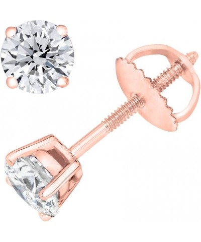 Round Diamond stud (IGI Certified 0.70 ct & up) ScrewBack 14K 0.04ct-2.00ct Clarity-I3 Rose Gold 0.12 carats $50.33 Earrings