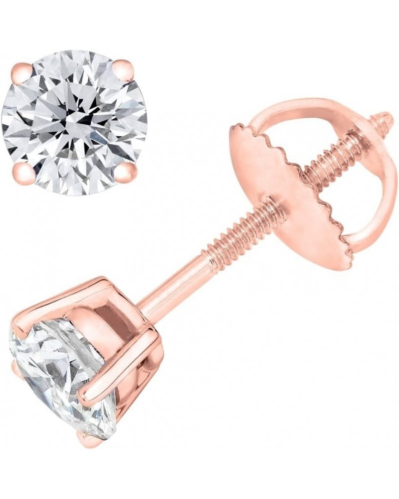 Round Diamond stud (IGI Certified 0.70 ct & up) ScrewBack 14K 0.04ct-2.00ct Clarity-I3 Rose Gold 0.12 carats $50.33 Earrings