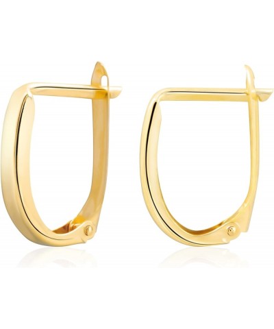 14K Gold Latch Back Huggie Hoop Earrings for Women Oval $33.19 Earrings