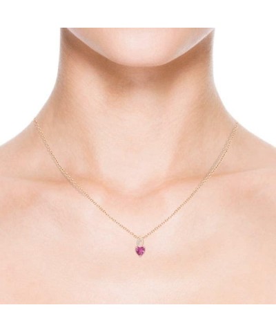 Natural Pink Sapphire Solitaire Heart Pendant Necklace for Women, Girls in 14K Solid Gold/Platinum | September Birthstone | J...