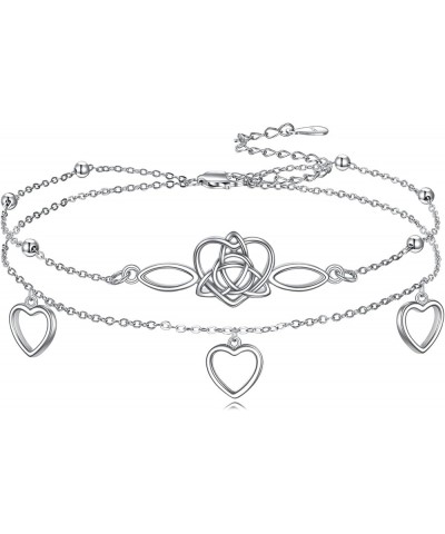 Infinity Heart/Celtic Heart/Evil Eye Bracelet Adjustable 925 Sterling Silver Infinity Love Heart Symbol Charm Anklet Bracelet...